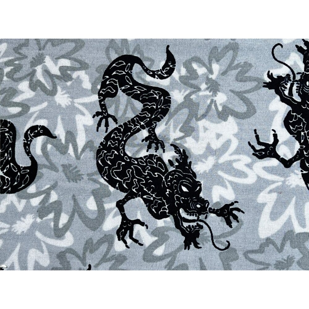 Dragon Print Fabric 2 Pcs Gray Black 24" X 2 Yards + 28" X 1 Yard 13" Sewing - Picture 2 of 2